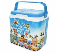 AKTIVE Glacière Rigide de Plage 24 L, Design Summer Trends, Plastique résistant, Isolation en polyuréthane supérieure, maintient Le Froid jusqu'à 15 h, Couvercle avec Fermeture sécurisée, légère et