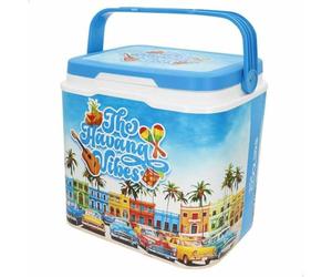 AKTIVE Glacière Rigide de Plage 24 L, Design Summer Trends, Plastique résistant, Isolation en polyuréthane supérieure, maintient Le Froid jusqu'à 15 h, Couvercle avec Fermeture sécurisée, légère et