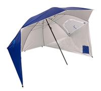 AKTIVE Grand Parasol de Plage, 240 cm, Couleur Bleu, mât en Acier, réglable en Hauteur, Tissu Polyester, Protection UV50, Grands parasols + étui de Transport avec poignée (62349), Bleu, Grande