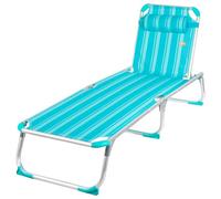AKTIVE Hamac de Plage Pliable, Bleu Turquoise, 186 x 49 x 30 cm, inclinable 5 Positions, Anti-retournement, Coussin, Charge 110 kg, Structure Aluminium, Chaise Longue terrasse extérieure, hamacs de