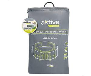 AKTIVE Housse de Table de Jardin Imperméable, Housse de Mobilier de Jardin Imperméable, Housse de Table Ronde, Ø120 cm, 60% Polyester, avec Protection UV, Noir, Jardin