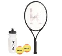 AKTIVE, Kit Raquette de Tennis Adulte Plus de Balles Plus de Bouteille, 26,5X58 cm, 210 grammes, Très Léger et Durable, Fabriqué en Aluminium, Sac de Raquette avec Poignée, Sport
