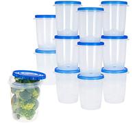 Aktive Lot de 12 bouchons de liquide ronds empilables pour micro-ondes et lave-vaisselle avec couvercle à visser Bleu 12,8 x 11,5 x 14,5 cm 1000 ml