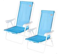 AKTIVE Lot de 2 chaises de Plage, 44 x 40 x 81 cm, Assise Moyenne 28 cm, Dossier Fixe, Poche arrière, Poids supporté par Chaise 110 kg, poignées Type Sac à Dos (85550)
