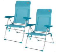 AKTIVE Lot de 2 chaises de Plage, 47 x 62 x 90 cm, siège Haut 40 cm, 5 Positions, Turquoise, Poids supporté par Chaise 110 kg, Dossier incurvé, poignée latérale, Anti-Renversement (85538)