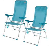 AKTIVE Lot de 2 chaises de Plage, 5 Positions, siège Haut 40 cm, Turquoise, Poids supporté par Chaise 110 kg, Dossier incurvé, poignée latérale, Anti-Renversement (85539)