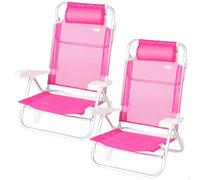AKTIVE Lot de 2 chaises de Plage, chaises Multipositions, 47 x 49 x 82 cm, chaises inclinables, 8 Positions, avec appuie-tête, jusqu'à 110 kg, avec poignée de Transport, Fuchsia (85530)
