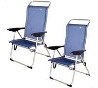 AKTIVE Lot de 2 chaises de Plage Pliables et inclinables 4 Positions, Bleu Marine, Anti-Renversement, Dimensions 47 x 59 x 108 cm, Poids Maximum 110 kg, matériau Structure Aluminium, Tissu textilène
