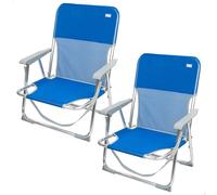 AKTIVE Lot de 2 chaises de Plage Pliantes, Bleues, en textilène et Aluminium, Dossier Fixe, 44 x 40 x 72 cm, avec poignée d'épaule et butées Anti-retournement, Maximum 100 kg, légères et résistantes,