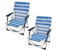 AKTIVE Lot de 2 chaises de Plage Pliantes, Bleues et Blanches, en textilène et Aluminium, Dossier Fixe, 44 x 40 x 72 cm, avec poignée d'épaule et butées Anti-retournement, Maximum 100 kg, légères et