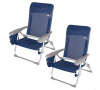 AKTIVE Lot de 2 chaises de Plage pliées Plates, très compactes, Multipositions, 6 Positions, avec Coussin et Poche, avec poignées pour Un Transport Facile, Dimensions 47 x 58 x 87 cm, en Aluminium,