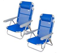 AKTIVE Lot de 2 chaises Pliantes Multipositions pour Plage, Jardin, terrasse ou Camping, 5 Positions différentes, Dimensions 48 x 46 x 84 cm, Hauteur 21 cm, renforcées, avec poignée de Transport