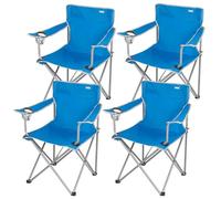 AKTIVE Lot de 4 chaises de Camping Pliantes 48x45x80 cm, Bleu, Structure en Acier, Assise en Polyester, Porte-gobelet intégré, Système Anti-basculement, Supporte 100 kg, Pliable et Portable (63159)