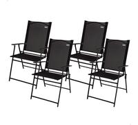 AKTIVE Lot de 4 chaises Pliantes, fabriquées en textilène et Acier, pliées Fines Effet Plat, Couleur Noire, avec accoudoirs, Max. 110 kg, Design léger et Compact, idéales pour Jardin ou terrasse