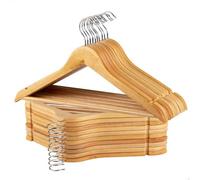 AKTIVE Max Home 16459 Lot de 20 cintres en Bois, Couleur Naturelle, qualité A, 44,5 x 23 cm, Crochet en Acier Rotatif à 360°, avec encoches et Barre inférieure, pour Pantalons, Costumes, Chemises,