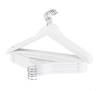 AKTIVE Max Home 16460 Lot de 10 cintres en Bois, Couleur Blanche, qualité A, 44,5 x 23 cm, Crochet en Acier Rotatif à 360°, avec encoches et Barre inférieure, pour Pantalons, Costumes, Chemises,
