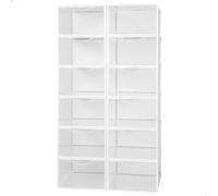 AKTIVE Max Home 16549 Lot de 12 boîtes à chaussures en plastique empilables anti-renversement jusqu'à T.44 Transparent 23 x 33,5 x 14,5 cm