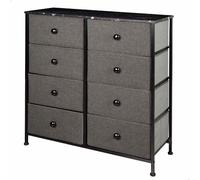 AKTIVE Max Home 18410 Commode Multi-usages, 8 tiroirs en Tissu léger, 80 x 30 x 81 cm, Structure en Acier, Plateau en Bois, Gris/Noir, avec système de nivellement, Organisation, Rangement