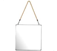 AKTIVE Max Home 18452 Miroir Mural carré avec Corde décorative, Cadre en métal, Verre, Miroir métallique Noir, Fixation Facile (vis Non incluses), 40 x 40 cm