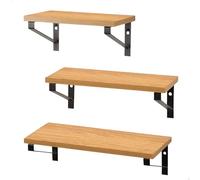 AKTIVE Max Home 18484 Lot de 3 étagères murales décoratives avec Structure métallique Noire, Effet chêne 42, 34 et 28 cm, Poids Maximum 6 kg