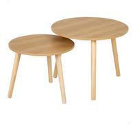AKTIVE Max Home 18511 Lot de 2 Tables d'appoint, D 40 x 44 cm et D 50 x 50 cm, Poids Maximum supporté 5 kg, nid, Couleur Bois, Pieds en Bois Naturel, pour Salon, Salle à Manger, Bureau