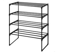 AKTIVE Max Home 18814 Étagère à Chaussures, 68 x 30 x 85 cm, Poids Maximum supporté 16 kg, 4 Niveaux, Organisateur, Structure Noire, pour entrée, Chambre, empilable