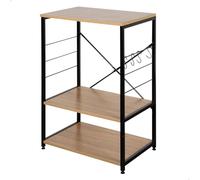 AKTIVE Max Home Armoire de Cuisine, 60X40X82 cm, Bois et Acier, 3 Niveaux et 4 Crochets latéraux, Pieds Réglables, Garde-Manger, Support Micro-Ondes, Meuble d'Appoint, etagères de Rangement (18425)