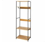 AKTIVE Max Home Armoire Ouverte, 60X40X175 cm, avec Porte-Vêtements et 2 Étagères, en Acier et Bois, Max 30 kg, Dressing, Rangement pour Chaussures, Armoires de Chambre, etagères de Rangement