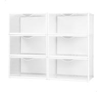 AKTIVE Max Home 16553 Lot de 6 boîtes à chaussures en plastique empilables anti-renversement jusqu'à T.46 Transparent 35 x 27 x 18,5 cm