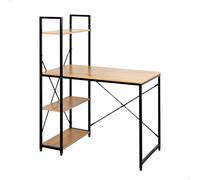 AKTIVE Max Home Bureau avec Étagère, 100X52X120 cm, 3 Étagères, Plateau en Bois, Structure en Acier Noir, Bureau et Étude, Industriel, Pieds Réglables, Bureaux (18421)