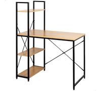 AKTIVE Max Home Bureau avec Étagère, 120X64X120 cm, 3 Étagères, Plateau en Bois, Structure en Acier Noir, Bureau et Étude, Industriel, Bureaux (18420)