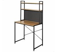 AKTIVE 18440 Max Home Bureau avec étagère, 84 x 50 x 148 cm, Bois et Acier Noir, Plateau perforé, étagères, Bureau et Studio, Style Industriel, Pieds nivelables, Stable