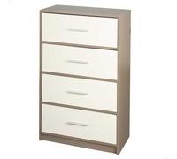 AKTIVE 18413 Max Home Commode pour Chambre Multi-usages, Gris et Blanc, 4 tiroirs, 58 x 30 x 91 cm, en Bois, Style Moderne, système de Rangement, Organisation Maison, décoration, Meuble Dressing