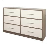 AKTIVE Max Home Commode de Chambre Polyvalente, Gris et Blanc, 6 Tiroirs en Tissu Léger, 114X30X70 cm, Structure en Bois, Système de Rangement, Organisation de la Maison, Décoration, Penderie (18415)