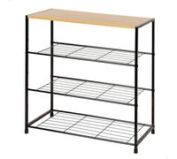 AKTIVE Max Home etagère à Chaussures en Métal, Hall d'entrée, 63X30X63 cm, 4 Étagères, Bois et Acier Noir, Max 10 kg, Style Industriel, Ouvert, etagère à Chaussures, Rangement pour Chaussures (18427)