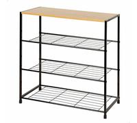 AKTIVE Max Home etagère à Chaussures en Métal, Hall d'entrée, 63X30X63 cm, 4 Étagères, Bois et Acier Noir, Max 10 kg, Style Industriel, Ouvert, etagère à Chaussures, Rangement pour Chaussures (18427)