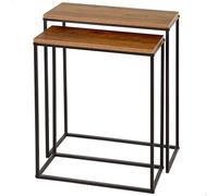 AKTIVE Max Home Lot de 2 Tables d'appoint carrées en Bois, Structure métallique Noire, Style Industriel (18509) 50 x 25 x 60 cm