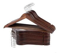 AKTIVE Max Home Lot de 20 cintres en Bois, Couleur Marron, qualité A, 44,5 x 23 cm, Crochet en Acier Rotatif à 360°, avec encoches et Barre inférieure, pour Pantalons, Costumes, Chemises, Vestes