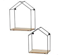AKTIVE Max Home Lot de 3 étagères murales, 20x10x25 cm et 17x10x22 cm, Charge Max 4 kg, Décoratif, Cadre en métal Noir, Etagères Effet Bois, Style Moderne, Minimaliste (18468)