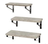 AKTIVE Max Home Lot de 3 étagères murales, 42, 34 et 28 cm, Poids Maximum 6 kg, Effet Ciment, Structure métallique Noire, Flottante, pour Salon, Chambre, Cuisine, Bureau, Salle de Bain (18485)