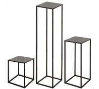 AKTIVE Max Home Lot de 3 Tables Basses carrées 41 x 40 cm, Poids Max. 3 kg, Tables Basses, Bois Gris, Pieds métalliques Noirs, Modernes, pour Salon, Chambre, entrée (18516)