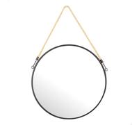 AKTIVE Max Home - Miroir Mural Rond D38, Corde décorative, Cadre en métal, Verre, Miroir métallique Noir, Fixation Facile (vis Non incluses), idéal pour salles de Bains, Chambres (18447)