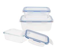 AKTIVE Max Home Pack 3 Récipients Hermétiques en Verre, 1500, 800, 330 ML, Supports pour Aliments en Verre, Convient pour Le Congélateur, Le Micro-Ondes et Le Four