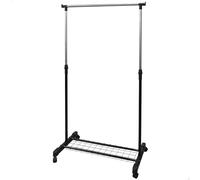 AKTIVE Max Home Portemanteau réglable en Hauteur, 81x44x160 cm, Poids supporté 10 kg, avec étagère à Chaussures, sur roulettes, avec Frein, Chromé, Moderne, Noir et Acier, Minimaliste (18804)
