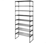 AKTIVE Max Home Rangement pour Chaussures, 67x30x160 cm, Charge maximale 24 kg, 8 Niveaux, Rangement, Cadre Noir, pour Hall d'entrée, Chambre à Coucher, Empilable (18815)