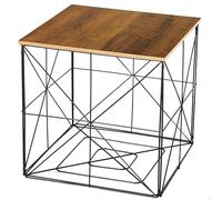 AKTIVE Max Home Table d'appoint 38x38x38 cm, Poids Max 5 kg, Carré, Effet Bois, Rangement, Structure métallique Noire, Lignes géométriques, Style Industriel, pour Salon, Chambre(18496)
