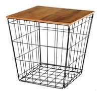 AKTIVE Max Home Table d'appoint 40x40x40 cm, Poids Max 5 kg, Carré, Effet Bois, Rangement, Structure métallique Noire, Lignes géométriques, pour Salon, Chambre à Coucher (18513)