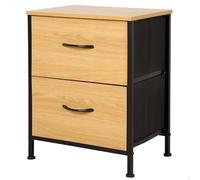 AKTIVE Max Home Table de Chevet, 40 x 30 x 52 cm, Poids supporté 11 kg, 2 tiroirs, Bois et Tissu, Structure métallique, Effet chêne, Commode pour Chambre à Coucher, Meubles de Chambre (18443)