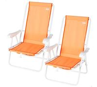 AKTIVE Pack de 2 chaises de Plage, 44 x 40 x 81 cm, Assise Moyenne 28 cm, Orange, Dossier Fixe, Poche arrière, Poids supporté par Chaise 110 kg, poignées Type Sac à Dos (85549)