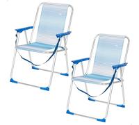 AKTIVE Pack de 2 chaises Pliantes Multipositions pour Plage, Jardin, terrasse ou Camping, Rayures Bleues et Blanches, 44 x 45 x 76 cm, butées Anti-retournement, Charge 110 kg, poignée d'épaule de